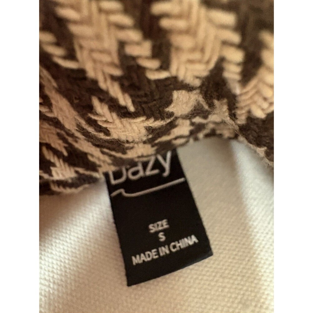 DAZY Women's Houndstooth Blazer Jacket Beige Brown Check Size S Small Preppy - Picture 5 of 5